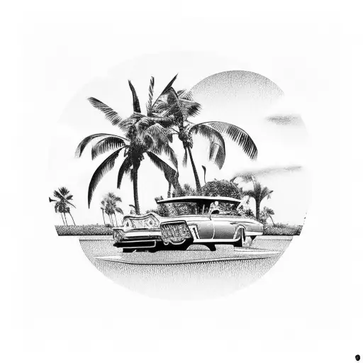 Lowrider Car And Palm Trees
