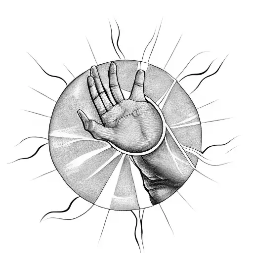 Bandage Wrapped Hand Holding An Eclipsed Sun