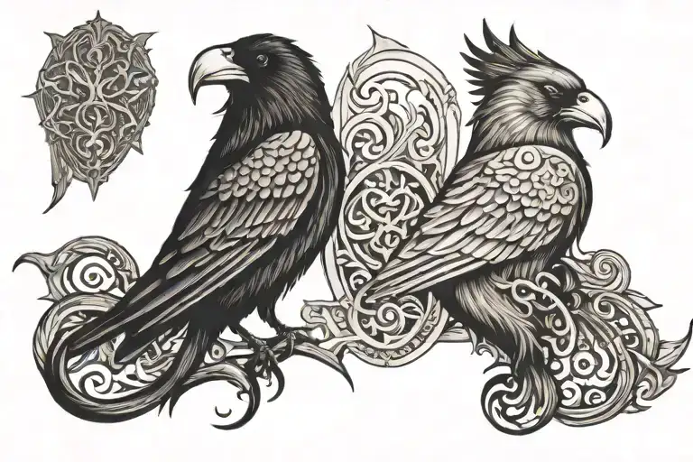 Huginn And Muninn On Back Norse Mythology