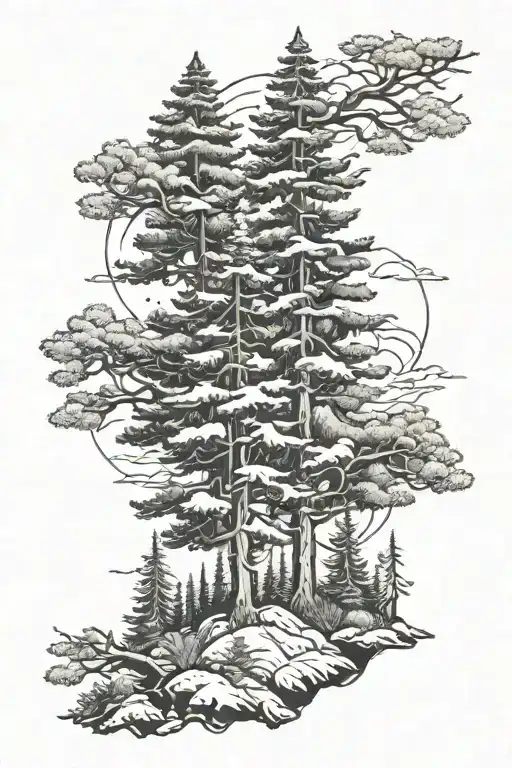 Pine Tree Forest Scene