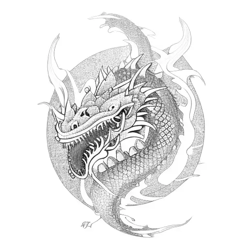 A Fierce Dragon Emerging From A Swirling Koi Pond On Your Forearm