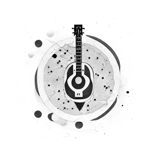 A Target With Bullet Holes Forming The Shape Of A Guitar