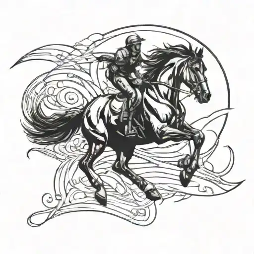 Horse Jumping Over Nike Swoosh Logo