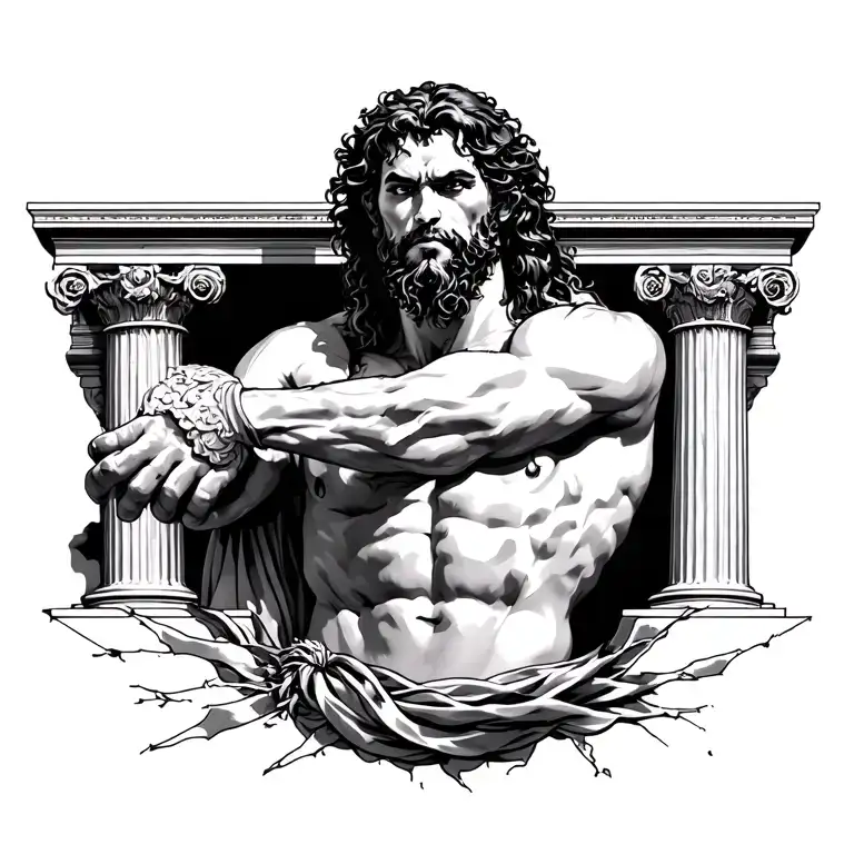 Samson Breaking The Pillars