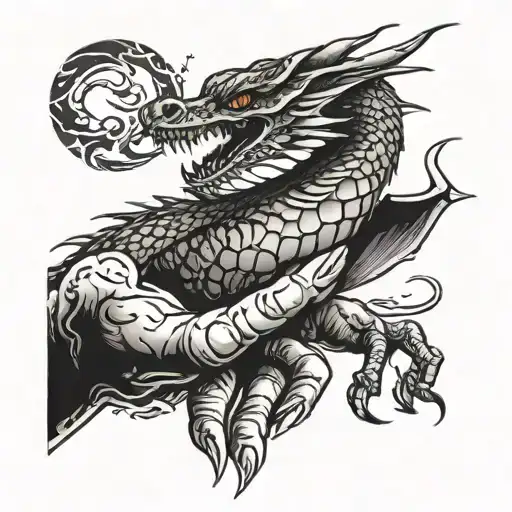 A Dragon Flying Around The Hand