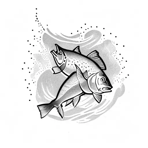 Traditional Trout Jumping Out Of Water