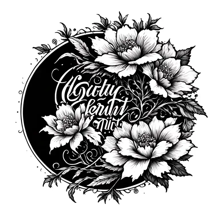 Mantra On The Back With The Inscription And Flower On The Spine