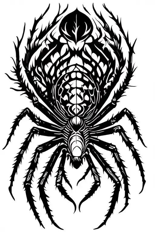 Neo Tribal Spider With Small Body And Long Curved Legs