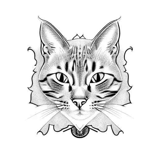 Silhouette Of A Cat Surrounded By Horror Movie Symbols