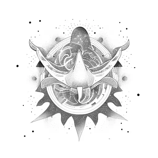 A Psychedelic Whale Swimming Through A Galaxy Of Music Notes