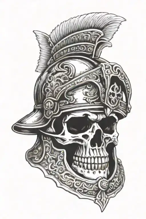 Roman Helmet With Skull Inside Representing Strength