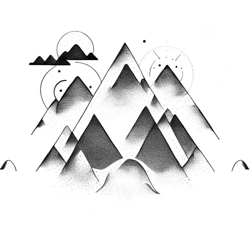 A Mountain Range Silhouette With A Hidden Triathlon Symbol Incorporated Into The Design