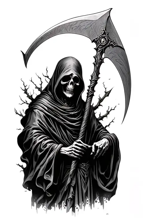 Grim Reaper Holding A Scythe