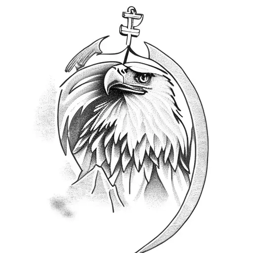 Eagle Perched On Anchor