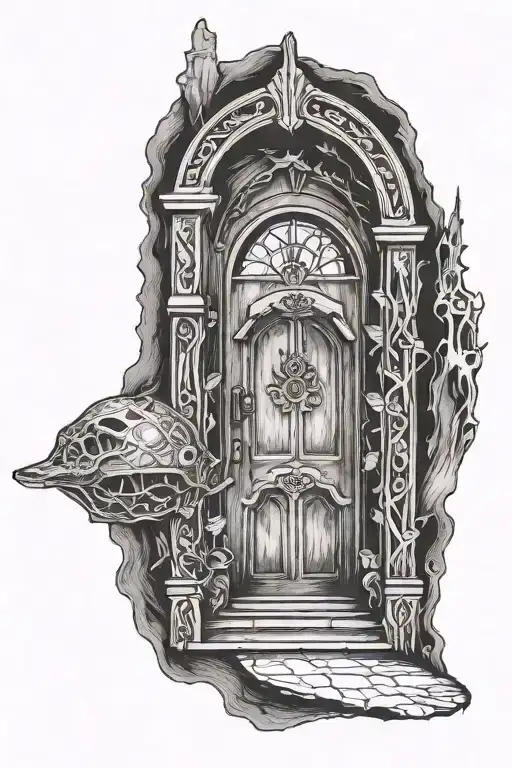 Lord Of The Rings Card With Bilbo's Door And Some Elements