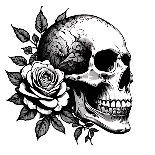 Gothic Skull With Roses