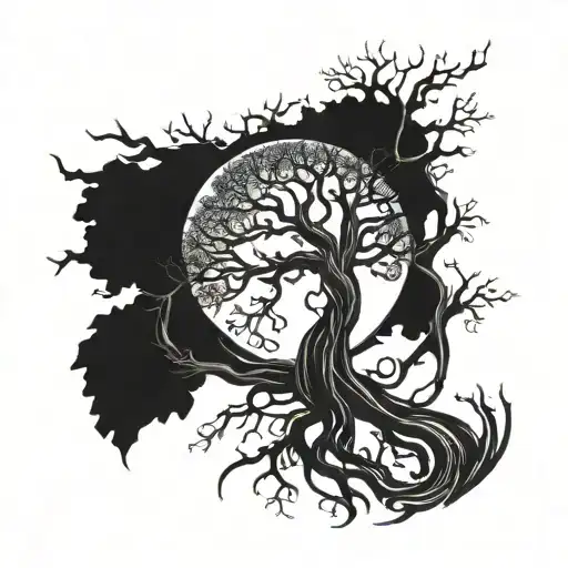 Yggdrasil Tree With Inside Sword Piercing
