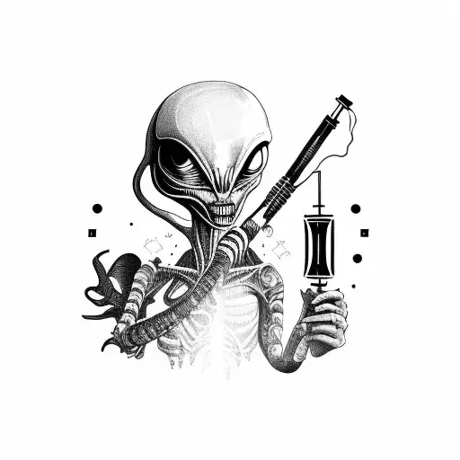 Alien Holding A Bong And Gamepad