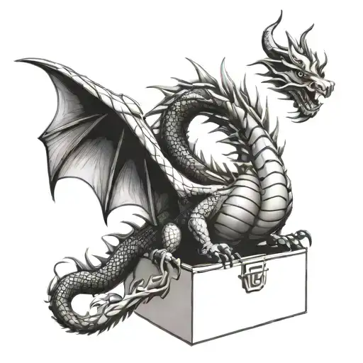 Design A Tattoo Of A Dragon On A Box Of Pandora