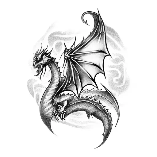 Gothic Dragon Wrapping Around A Dagger