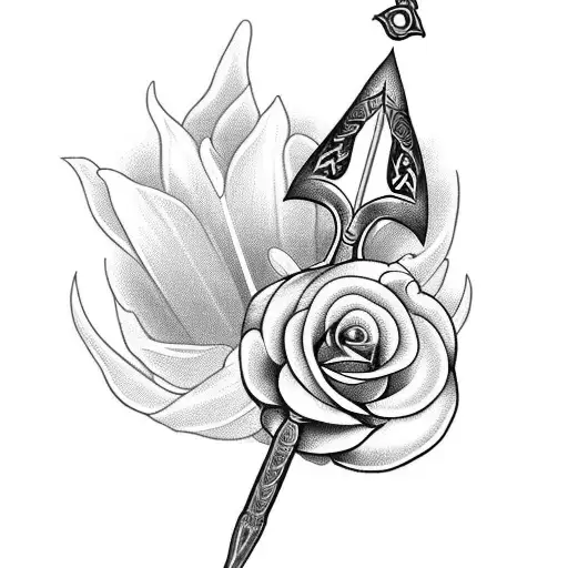 Celtic Sword With Tulips And Roses