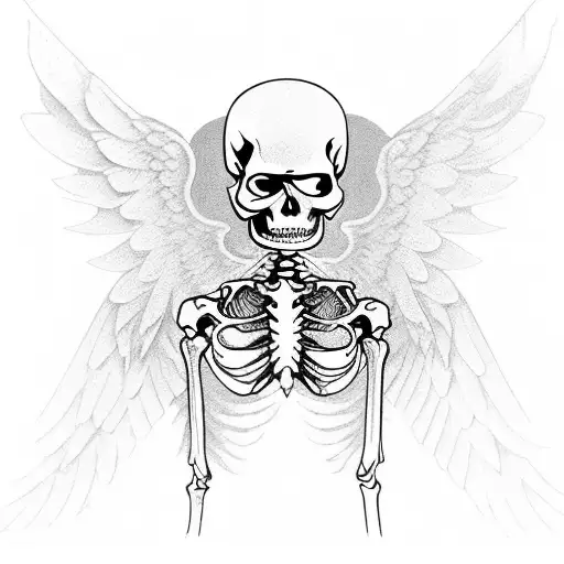 Dead Skeleton Reaper Angel With Wings Spread