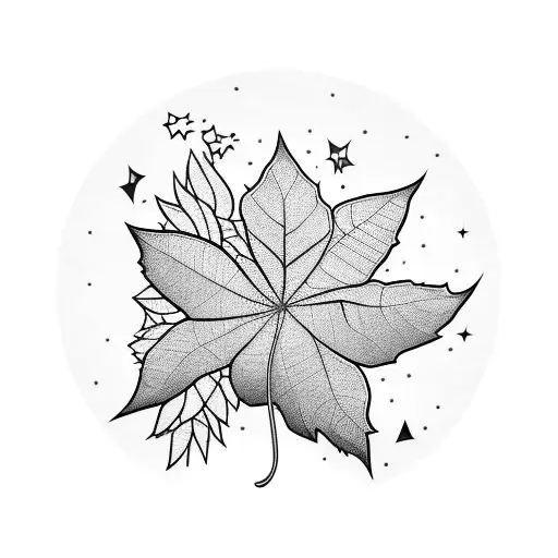 Dogwood Leaf With Stars And Rainbow