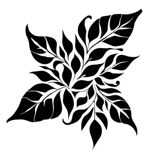 A Tribal Tattoo Design Incorporating Vine Leaves And Geometric Patterns