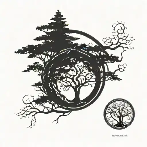 Thick Trunk Tree In Zen Circle