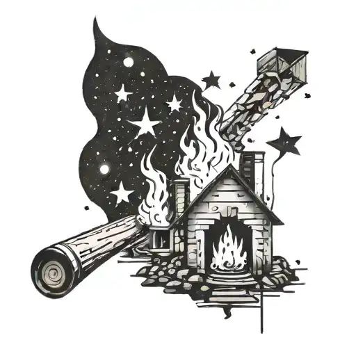 A Bonfire On A Construction Site With A Galaxy Of Stars Above