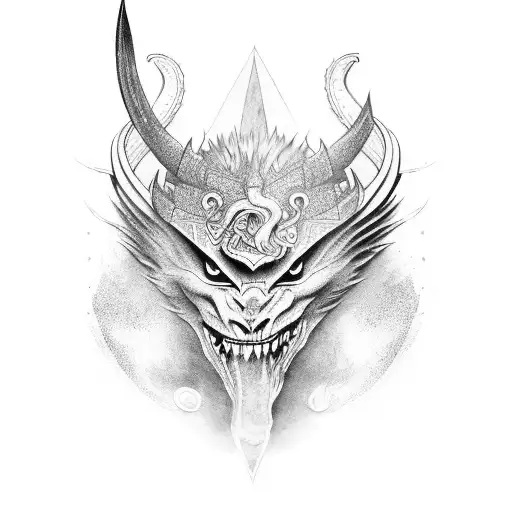 A Fierce Warrior Fighting A Mythical Creature