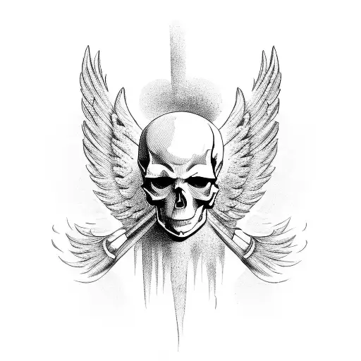 Warrior Angel With Wings And A Skull