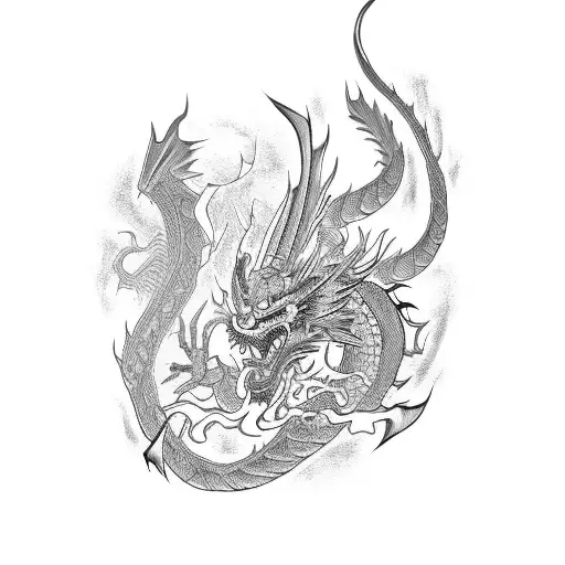 Black And Red Chinese Dragon
