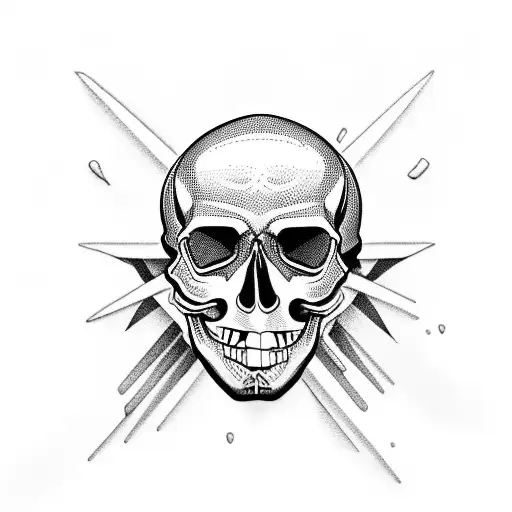 Laughing Skull With Ski's For Crossbones