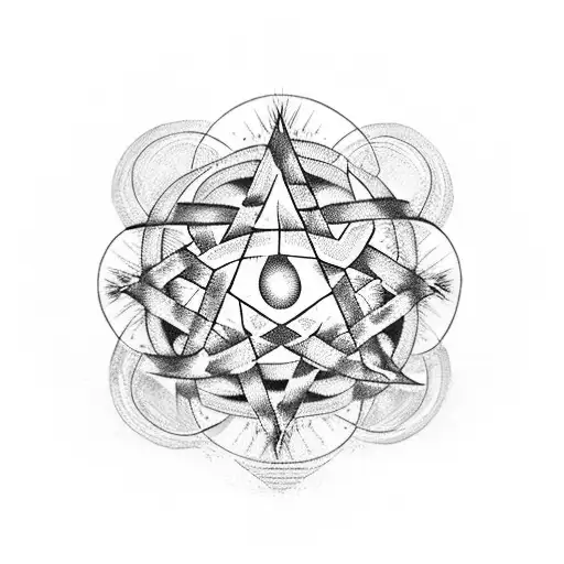 Pentagram With Outward Circle With Roses