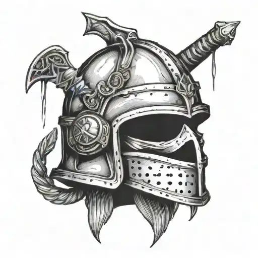 A Sprat's Helmet Pierced By A Sword