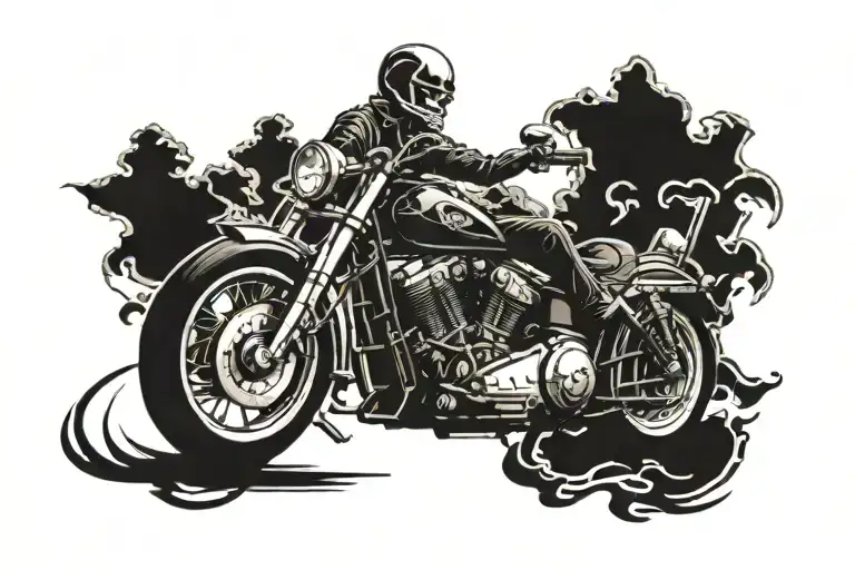 Harley Davidson And Skull Biker Riding