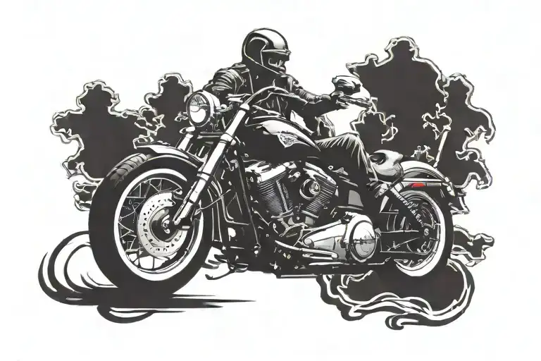 Harley Davidson And Skull Biker Riding