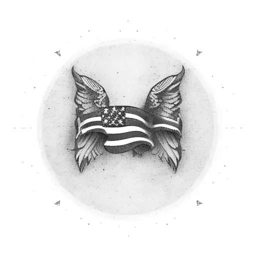 American Flag With Bald Eagle