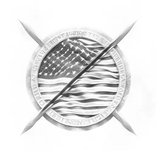 American Flag On Spartan Sheild