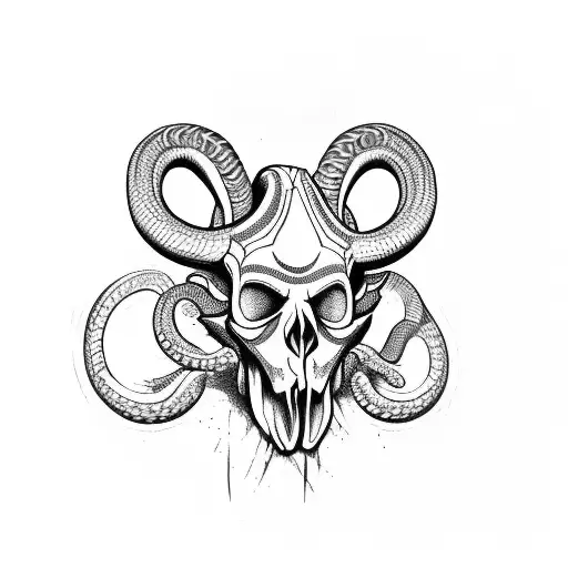Ram Skull With Snakes
