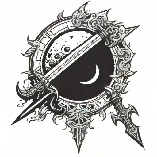 Sun And Moon With Sword Stuck