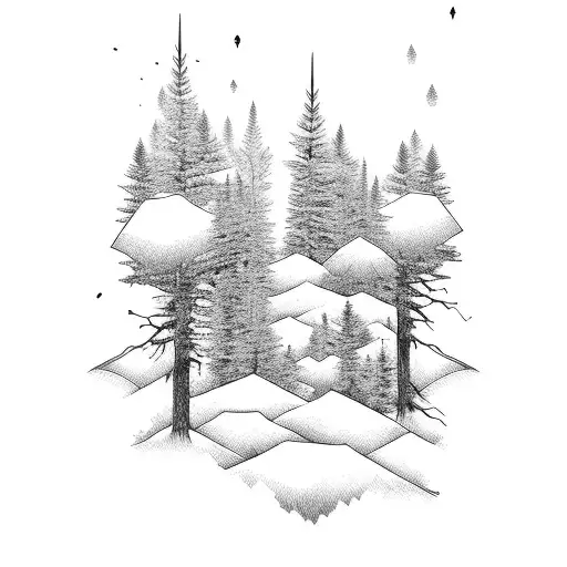 A Majestic Mountain Peak Surrounded By Pine Trees