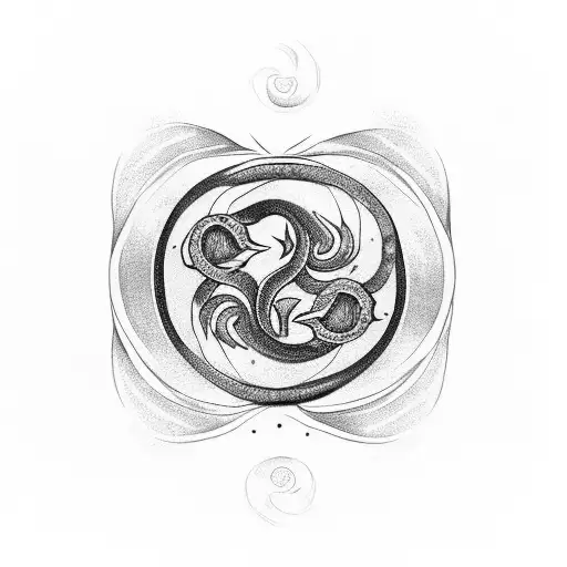 Finger Painted Ouroboros With Yggdrasil In The Center With Burning Ink