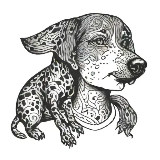 Silhueotte Of Short Haired Woman With Sausage Dog