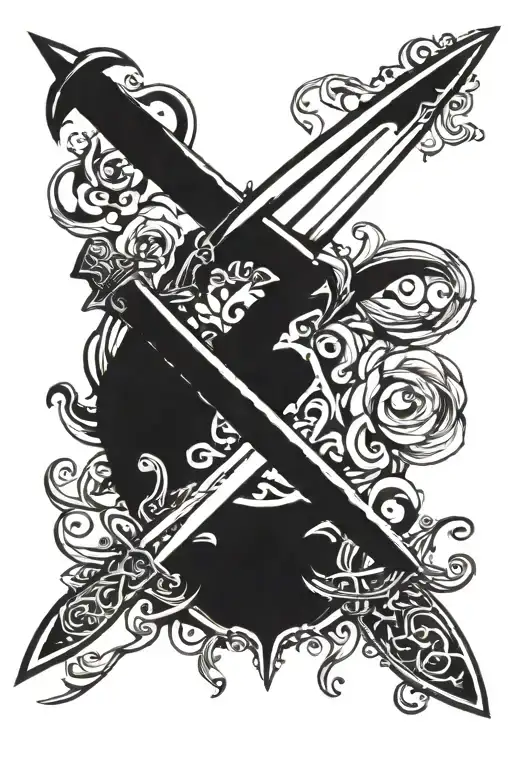 Two Crossed Black Metal Swords