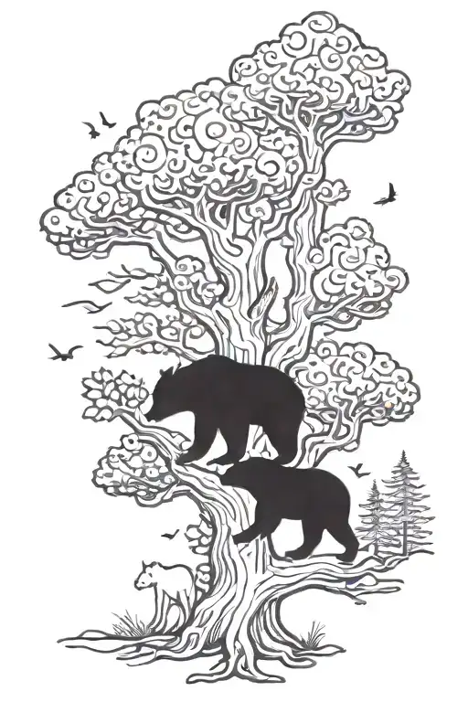 Bear Wolf Horse Tree Mushrooms Coming