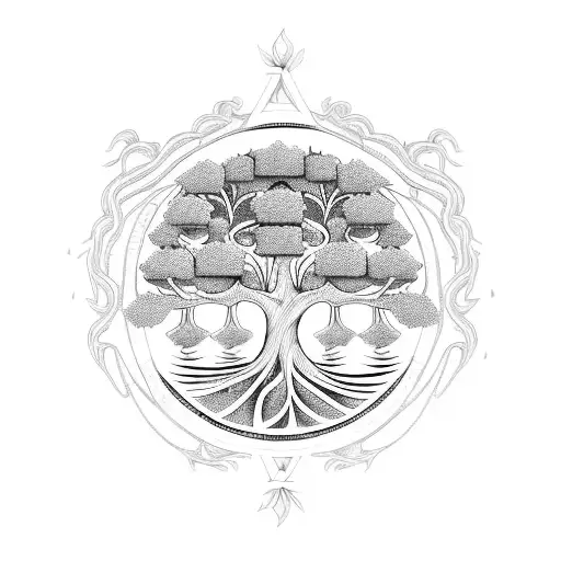 An Intricate Family Tree With Fish As The Branches And Leaves