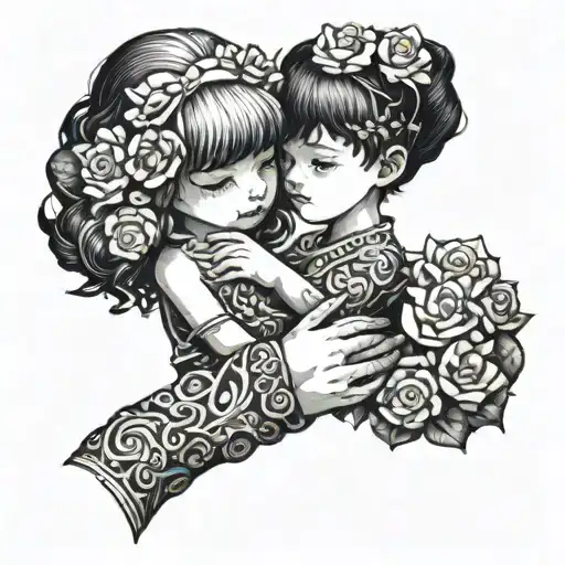 Elder Sister And Younger Holding Hands