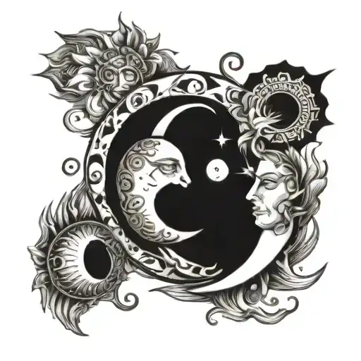 Moon And Sun Combined